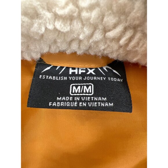 Womens HFX Quilted Jacket W/ Sherpa Collar Medium M Mustard Yellow Polyester - Picture 2 of 7